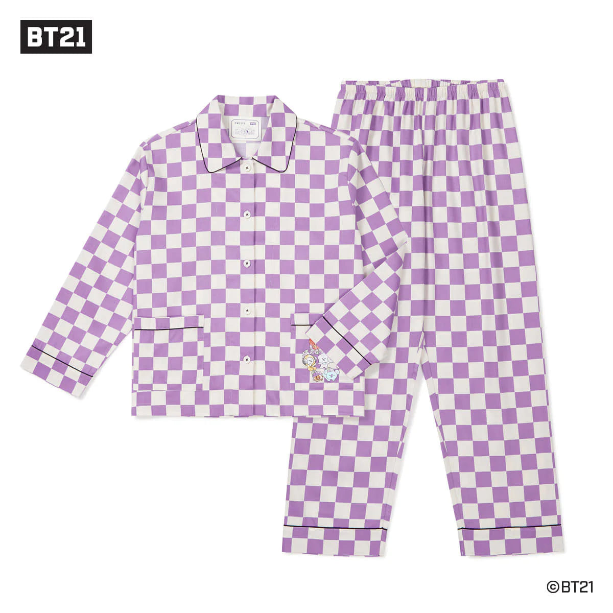 BT21 Official Hope in Love Check Pajama Set kheartshop