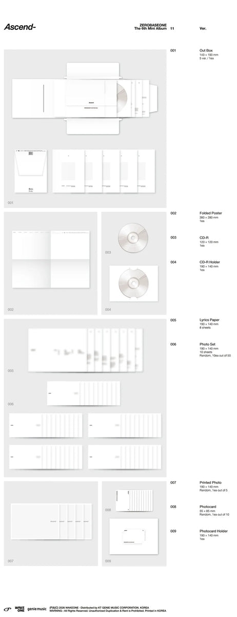 ZEROBASEONE ASCEND- 6th Mini Album 11 Ver – kheartshop