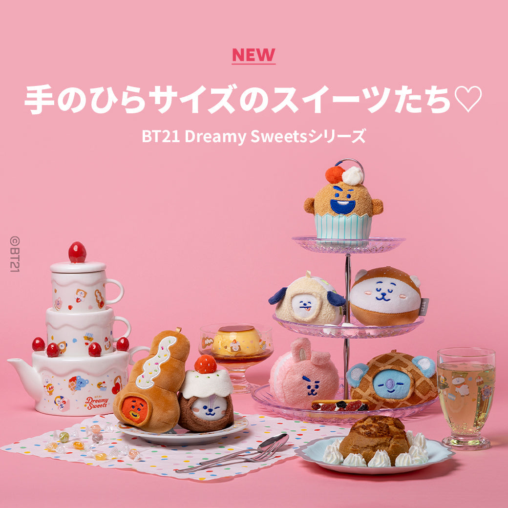 BT21 JAPAN Official Dreamy Sweets Face Doll and Teapot Cups Set