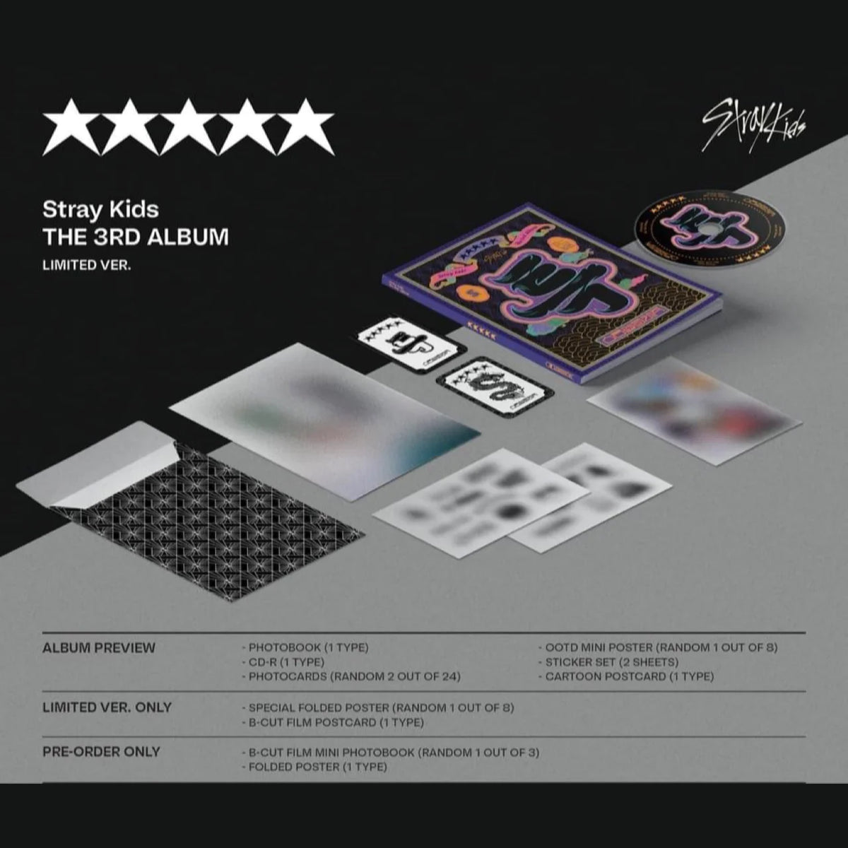  Stray Kids - Vol.3 5-Star Standard Edition CD+Pre-Order Benefit  (C ver.): Electronics