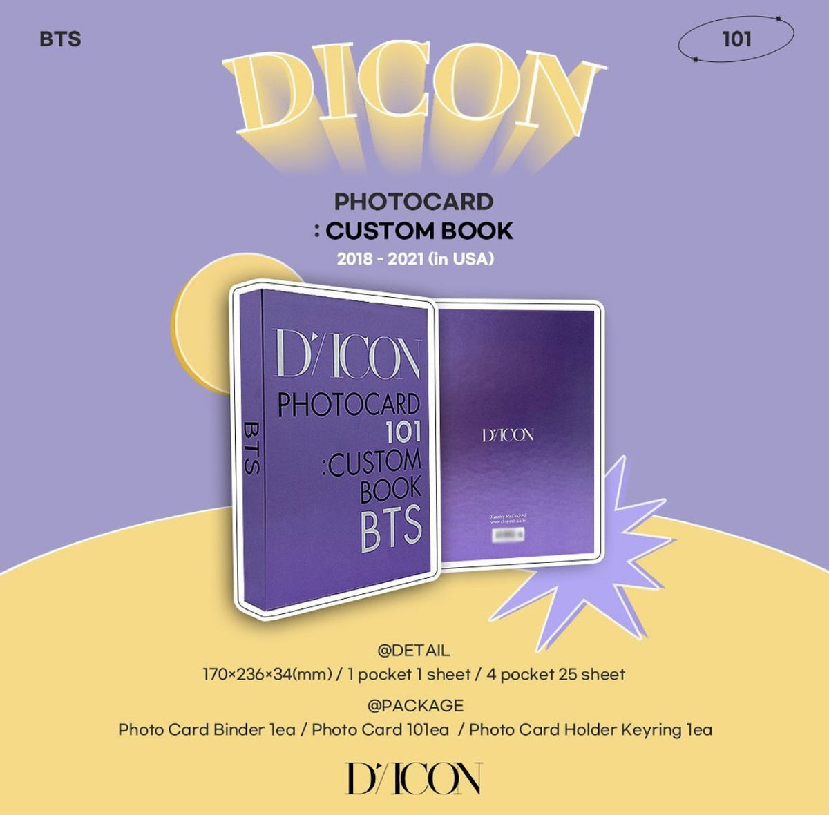 BTS x DICON - Official Photocard 101 Custom Book ( Binder + 