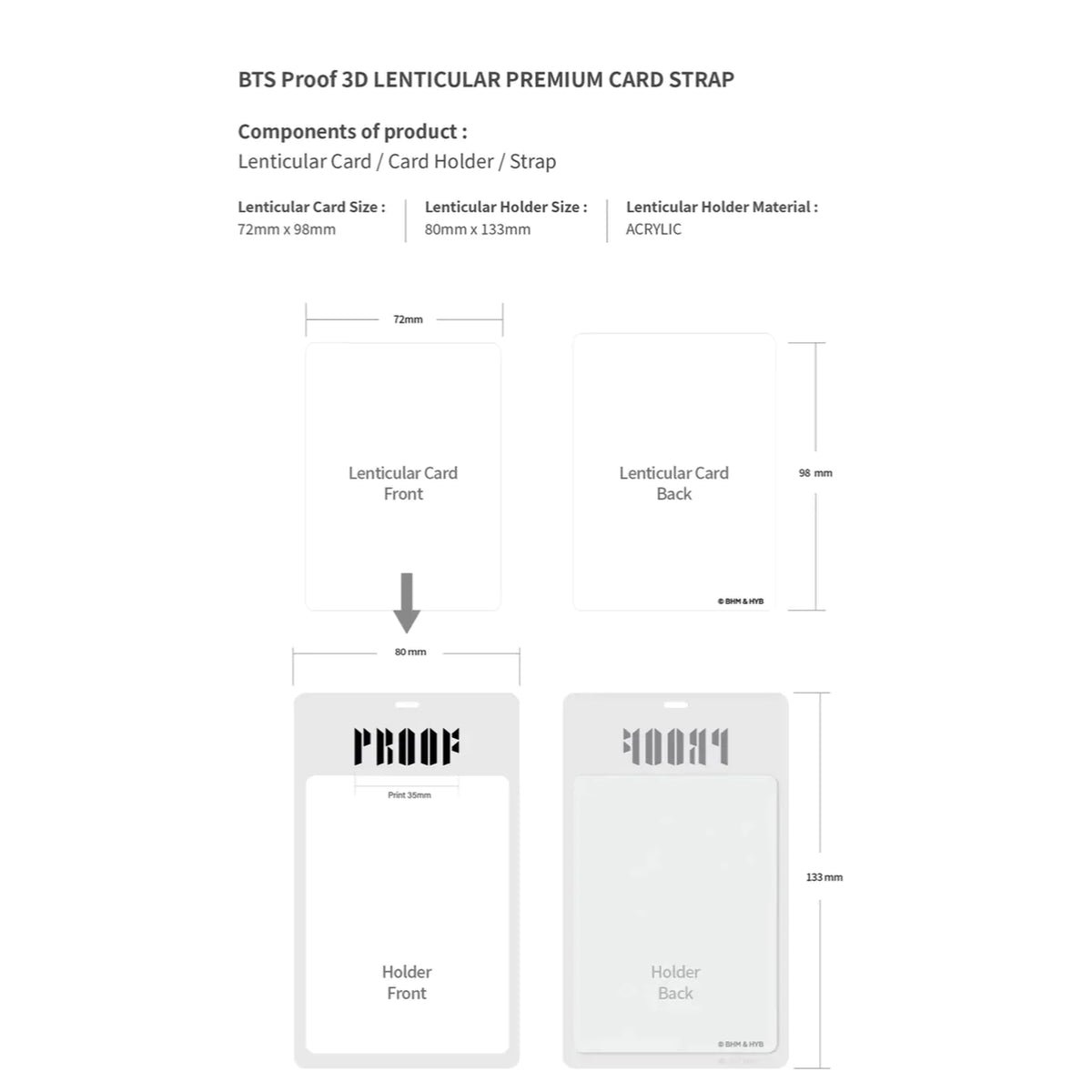 BTS Official Proof Lenticular 3D Premium Card + Strap – kheartshop