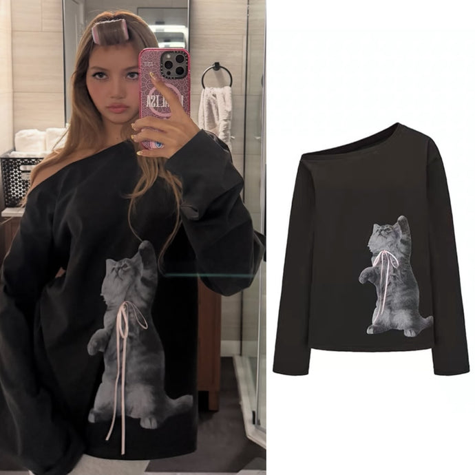 KPOP STYLE - BLACKPINK LISA Kitten Shirt