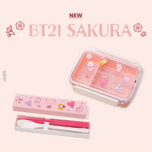 BT21 JAPAN - Official SAKURA Lunch Box and Cutlery Set Special Edition