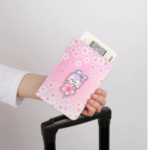 BT21 Minini Official Leather Patch Passport Cover Case S Size Cherry Blossom Ver