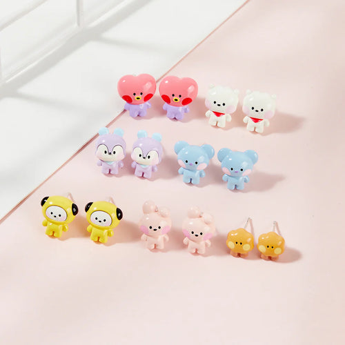 BT21 x SANFU - Official 925 Silver Pin Earrings V1 Lucky Day Ver