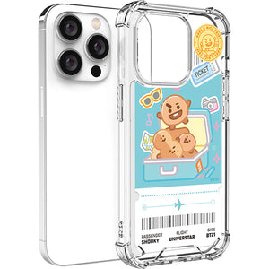 BT21 Official Have a Nice Trip Ticket Clear Air Cushion Reinforced Case (iPhone)