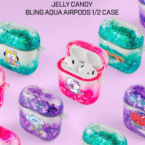 BT21 Official Baby Jelly Candy Bling Aqua AirPods Case