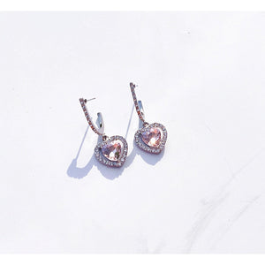 Stray Kids Style Maxident Pink Diamond Heart Earrings