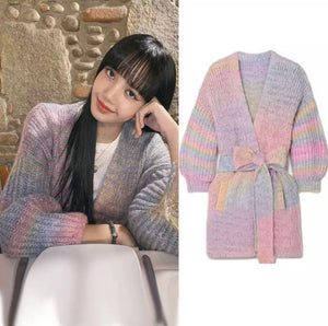 Black Pink Style Lisa Rainbow Knit Cardigan
