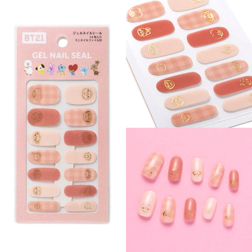 BT21 JAPAN - Official Baby Gel Nail Sticker Pink Check