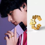 BTS V Style Flower Stainless Steel Ring