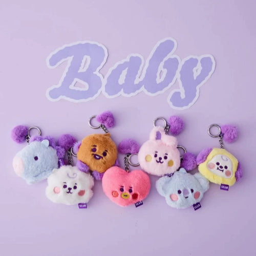 BT21 Baby Official Flat Fur Bagcharm Purple Heart Edition