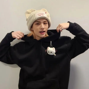 StrayKids HyunJin Style Knitted Hat with Ears