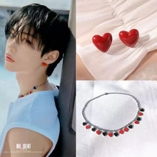 Stray Kids Felix Hearts Earrings and Necklace