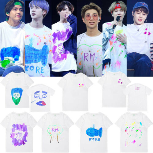 BTS グラフィックプリント Tシャツ Lサイズ ホワイト　BTS BTS Style Graffiti Graphic Tee – kheartshop